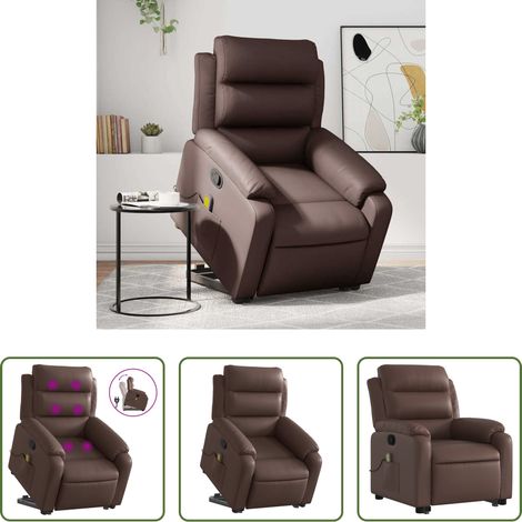vidaXL Sillón reclinable de masaje de pie de cuero sintético marrón (1/5)