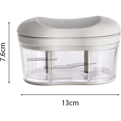 [Mini picadora multifuncional] Picadora ergonómica EasyPush para verduras y ajo con cuchillas de acero inoxidable y base antideslizante – Dimensiones: 13 x 8 x 7,6 cm, Material: ABS/PET/Acero inoxidab (1/4)