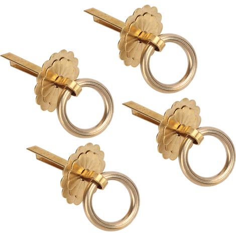 Anneau de traction en cuivre de style antique chinois, poignée ronde en cuivre pur pour porte de meuble ou d'armoire, poignée simple en cuivre pour tiroir ou armoire à pharmacie, lot de 4. (1/5)