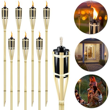 AUFUN Torche de Jardin en Bambou (1/5)