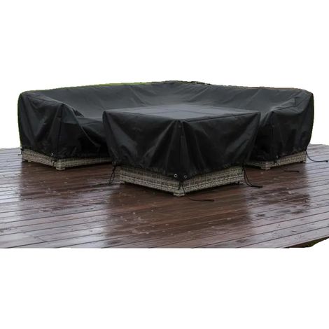 Funda para muebles de jardín, resistente a los rayos UV, fácil de limpiar, color negro. (1/2)