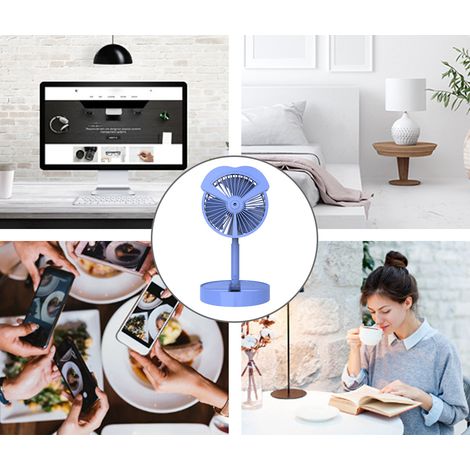 Mini-USB-Tischventilator mit Wassersprühfunktion für Studentenzimmer und Betten, bürstenloser Motor, kleiner, leiser Ventilator, blau. (1/5)
