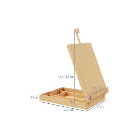 Chevalet de table réglable et pliable en bois clair, avec rangement intégré et poignée de transport, pour peindre, dessiner et exposer vos œuvres  CHICFURN (1/5)