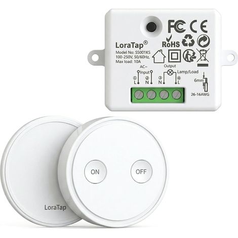 Kit Interrupteur Sans Fil, Récepteur 2500W, Emetteur Radio 868Mhz, Va et Vient, Commande à Distance Mural Avec Télécommande ON/OFF Pour Eclairage (1/5)