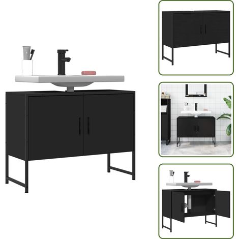 Armadio per bagno - vidaXL Mobile Lavabo Bagno Nero 60x30x60 cm Legno Multistrato - Armadio in legno