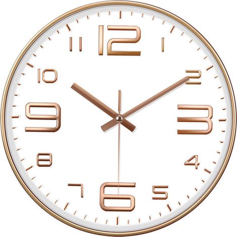 Horloge Murale Moderne Élégante 12 Pouces (30cm) - Silencieuse à Quartz sur Piles - Design Décoratif Ronde pour Maison/Bureau/Cuisine/Chambre/Salon - Lecture Facile