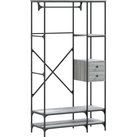 vidaXL Appendiabiti con Scaffali Grigio Sonoma in Legno Multistrato (1/5)