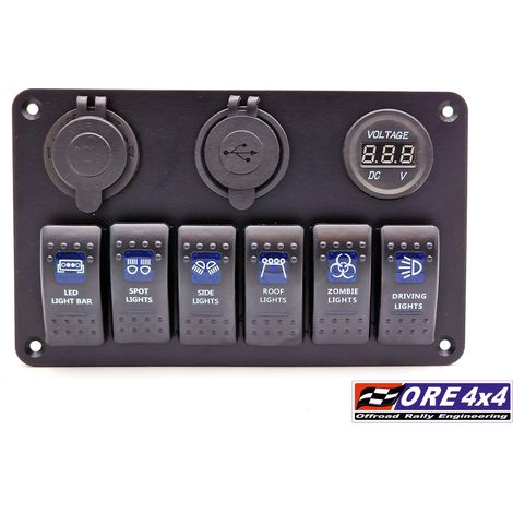 Carling 6x Zubehörschalterfeld, USB-Zigarettenanzünderbuchse, 12V-Voltmeter (1/4)