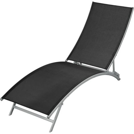 Sonnenliege Stahl und Textilene Schwarz