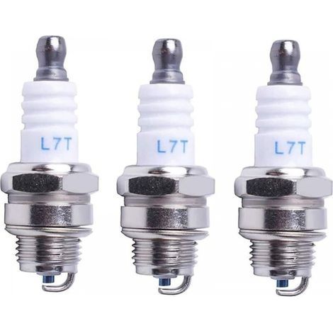 Bougie d'allumage L7T Tronçonneuse Tondeuse à gazon Petit Moteur Accessoire Pièces Compatible avec Hus-qvarna Rep NGK BPMR7A 4626 Equivalence RCJ6Y Champion Bosch WSR6F,Pack de 3 (1/4)