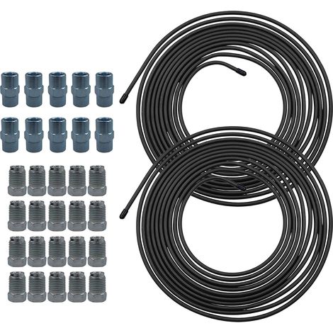 Tuyau de frein de 10 m, diamètre 4,75 mm, kit de tuyau de frein 3/16 pouce, tuyau de frein en acier cuivré avec 20 vis et 10 raccords pour extrémités évasées, pour systèmes de freinage hydrauliques (1/5)