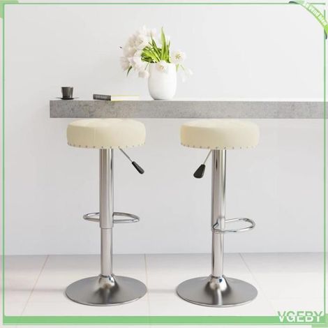 Tabouret de bar - 7291712447457 - Crème tissu - Réglable 63-83 cm - Pivot 360° (1/5)
