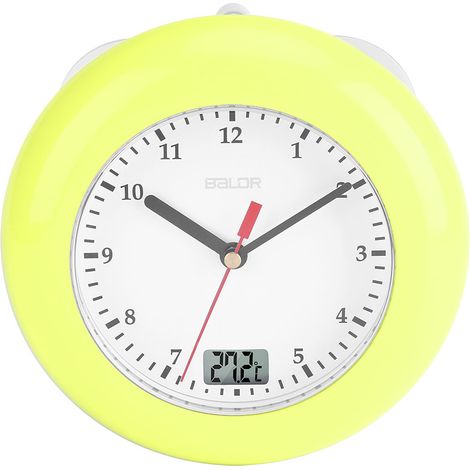 Horloge Murale Salle De Bain - Étanche - Affichage Température Intérieure - Montage Par Ventouses Ou Trou De Fixation - 1 Pièce (1/5)