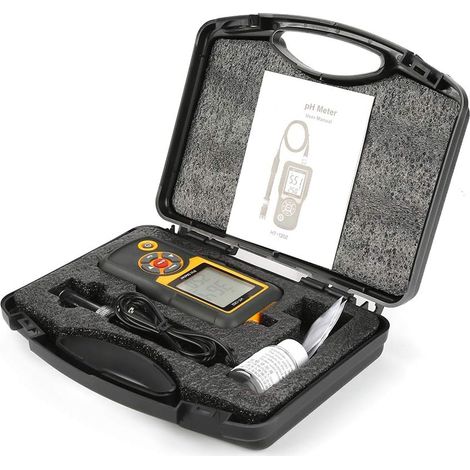 Testeur pH Numérique Haute Précision 0.00 à 14.00, HT-1202 avec Mesure Température, Grand Écran LCD Rétroéclairé pour Eau, Aquarium, Piscine, Laboratoire (1/5)