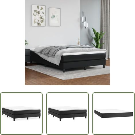 Matratze -  Boxspringbett mit Matratze Schwarz 140x200 cm Kunstleder (1/5)