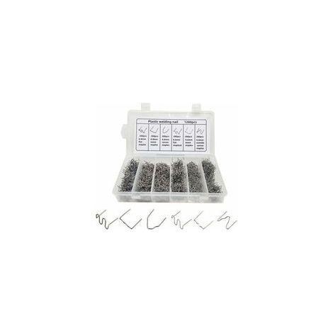 Agrafes Chaudes 6 Types 1200 Pcs Baguettes de Soudage Agrafes Chaudes de Vague Agrafeuses à Chaud Soudure Agrafe Plastique pour Réparation de Pare-Chocs de Voiture, Soudage de Carrosserie-0.6/0.8mm (1/4)