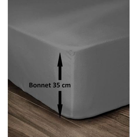 Les Tendances – Drap housse 100% coton 160x200cm – Bonnet 35cm – Spécial matelas épais – Gris foncé