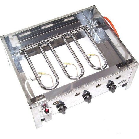 55510 EDELSTAHL GASBRÄTER 10KW 3 flammig GASGRILL BRÄTER GRILL BBQ Grillwagen Pfanne SET 1
