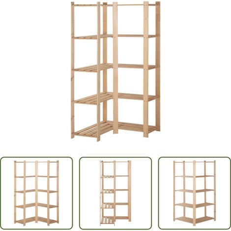 Holzregal - Eck-Lagerregal mit 5 Böden 82,5x82,5x170 cm Massivholz Kiefer (1/5)
