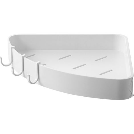 Étagère murale de salle de bain blanche, étagère flottante sans perçage, style minimaliste moderne, polyvalente (1/5)