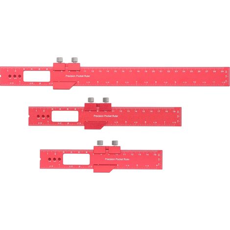 Règle de menuisier 3 pièces avec guide d'angle coulissant réglable, règle de poche en aluminium pour traçage, localisation et mesure, 16cm 20cm 30cm (1/5)