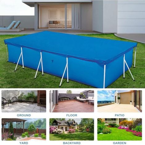Bâche Protection Piscine - Rectangulaire 300 x 201 cm - Anti-Pluie Et Anti-Uv - Bleue - 1 Pièce (1/5)