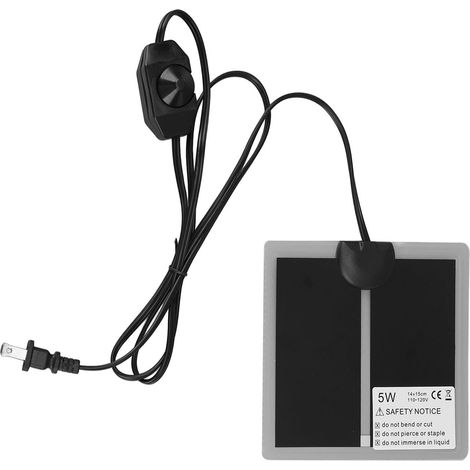 Tapis Chauffant pour Terrarium Reptile 5W, Régulation de Température, Prise US 110-120V, Imperméable, Fiable pour Salon Bureau (1/5)