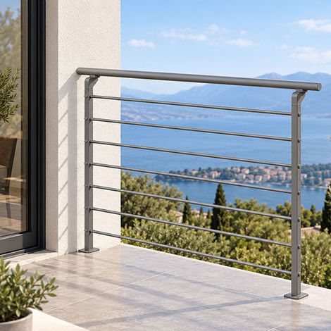 Garde-corps Acier Gris - Main-courante alu - Longueur 1.50m - GC-I-RV-EXT-G (1/5)
