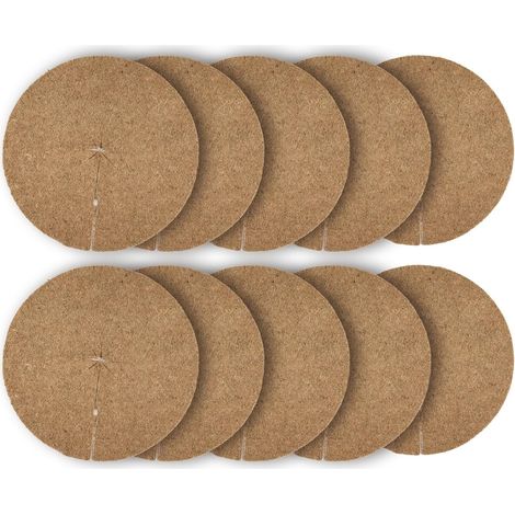 Lot 10 Disques de Paillage, Fibre de Coco, Diamètre 30 cm, Face Latex Naturel, Protection Plantes en Pot et Arbustes