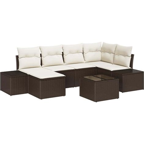 Garden Sofa Set 7 pcs Brown and cream 264 x 154 x 85 cm vidaXL (1/5)