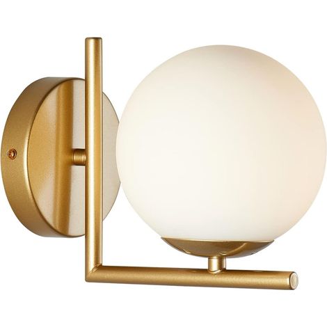 LEMROE Déstockage Appliques murales globe en Applique murale dorée à 1 lumière industrielle moderne du milieu siècle Verre Or (1/5)