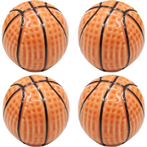Boutons de tiroir décoratifs en céramique en forme de ballon de basket et de football américain, lot de 4, pour tiroirs/armoires/placards de cuisine p (1/4)