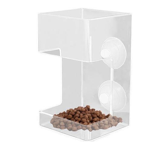 Mangeoire pour poissons, tuyau d'alimentation pour poissons, mangeoire pour poissons, distributeur de nourriture avec ventouse bol transparent, support (1/5)