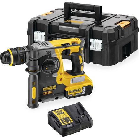 Dewalt – Perforateur burineur 18V DCH273P1T – Moteur Brushless – 2.1J – SDS-Plus – 90 trous Ø10mm avec 5.0Ah – Perform & Protect 6.6m/s² (1/3)