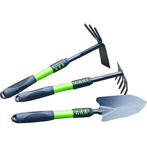 3-teiliges Gartengeräte-Set – Gartenset mit Doppelhacke, Handrechen und Blumenkelle (3-teiliges Gartenset)