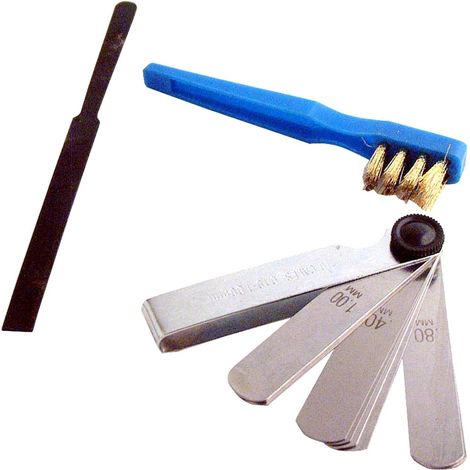 XLTECH Kit nettoyage bougies - Brosse lime 10 cales de 0.1 a 0.9 mm