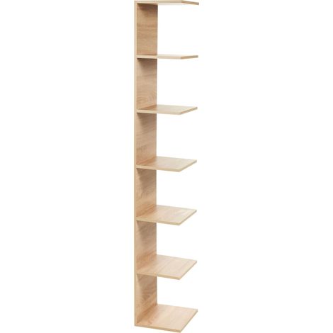 Libreria da parete a pannelli di particelle con 6 livelli legno chiaro Eston (1/5)