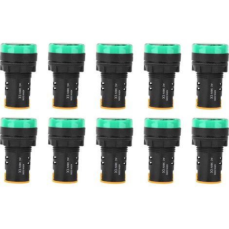 BERM LED-Betriebsanzeige, 10 Stück, flammhemmendes PC-Gehäuse, 22 mm Durchmesser, 380 V, AD16-22D/S, Grün (1/5)