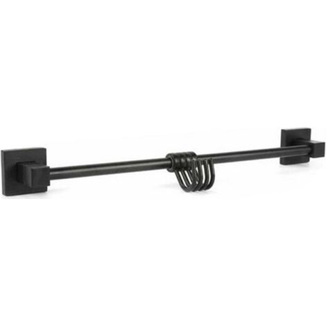PORTE-SERVIETTES 4 CROCHETS SUPPORT MEUBLE SALLE DE BAIN MAISON CUISINE NOIR 02114 (1/2)