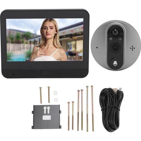 Digital Door Viewer Two Way Talk 1080P HD Wireless Video Peephole Doorbell Camera With 4.3in Display for Home Security Black (1/5)