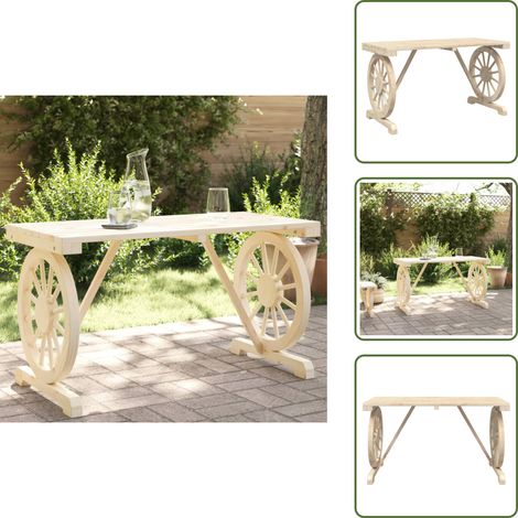 The Living Store Gartentisch 115x55x65 cm Massivholz Tanne - Gartentisch - Esszimmertisch - Holzt Tisch - Terrassenmöbel - Gartenmöbelset (1/5)