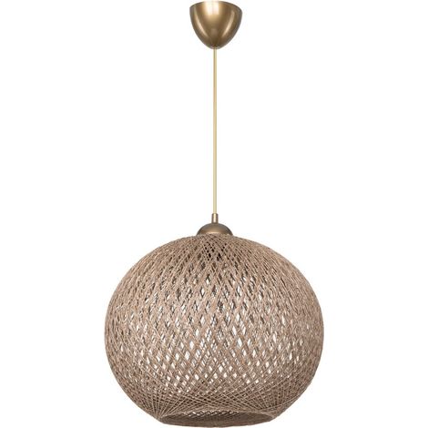 Deckenlampe Yumak MDL4746 mit Schirm aus beigem Seil H65xL35
