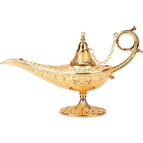 Lampe décorative en métal sculpté creux - Pot magique d'Aladdin avec génie pour souhaits (1/5)