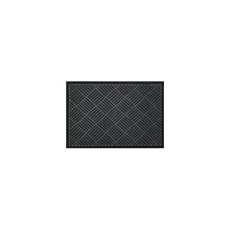 Paillasson sergé noir 75x45 cm, très absorbant et durable, poils longs, idéal pour parquet et sols sensibles
