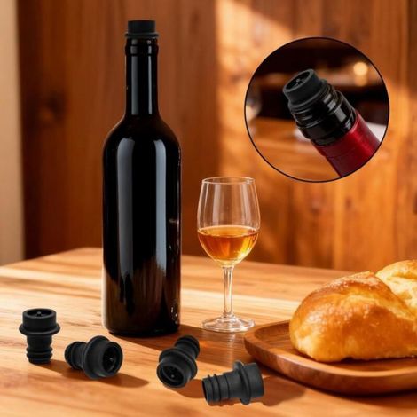 Bouchons pour pompe vide 12-pièces, bouchon bouteille vin, garder le vin frais-Noir (1/4)