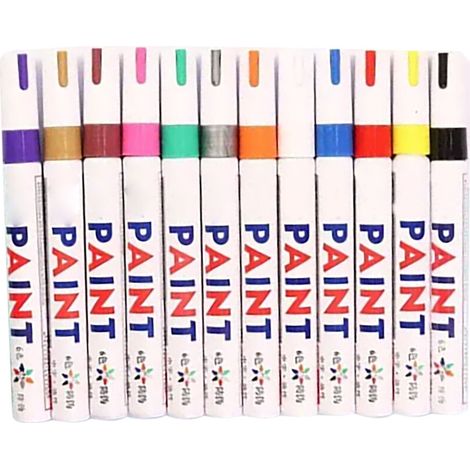 12 Marqueurs de Graffiti à Séchage Rapide - 12 Couleurs Vives et Étanches pour Verre, Bois, Métal (1/5)