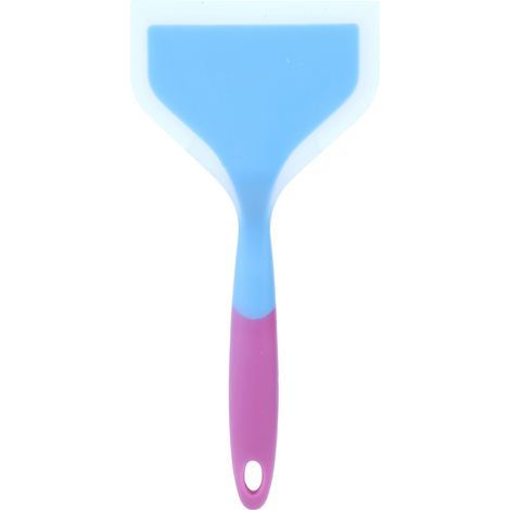 Spatule en silicone, spatule de cuisine, trou de suspension, non toxique, antidérapante pour moule à steak Tamagoyaki (manche bleu ciel + rose). (1/5)