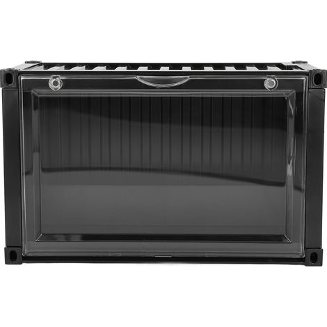 Vitrine miniature avec éclairage LED, anti-poussière et empilable, pour figurines et maquettes (noire). (1/5)