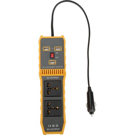 Ortviai Convertisseur de Courant Voiture 200 W Onde Modifiée avec 2 Prises EU + 3 USB 4,2 A – Refroidissement Intelligent (1/5)