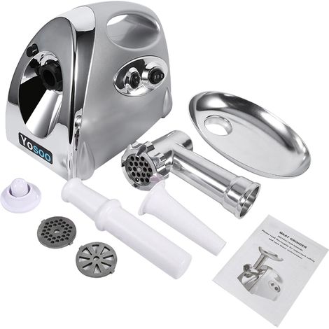 Hachoir à viande électrique domestique 800 W avec 3 lames en acier inoxydable argenté (1/5)